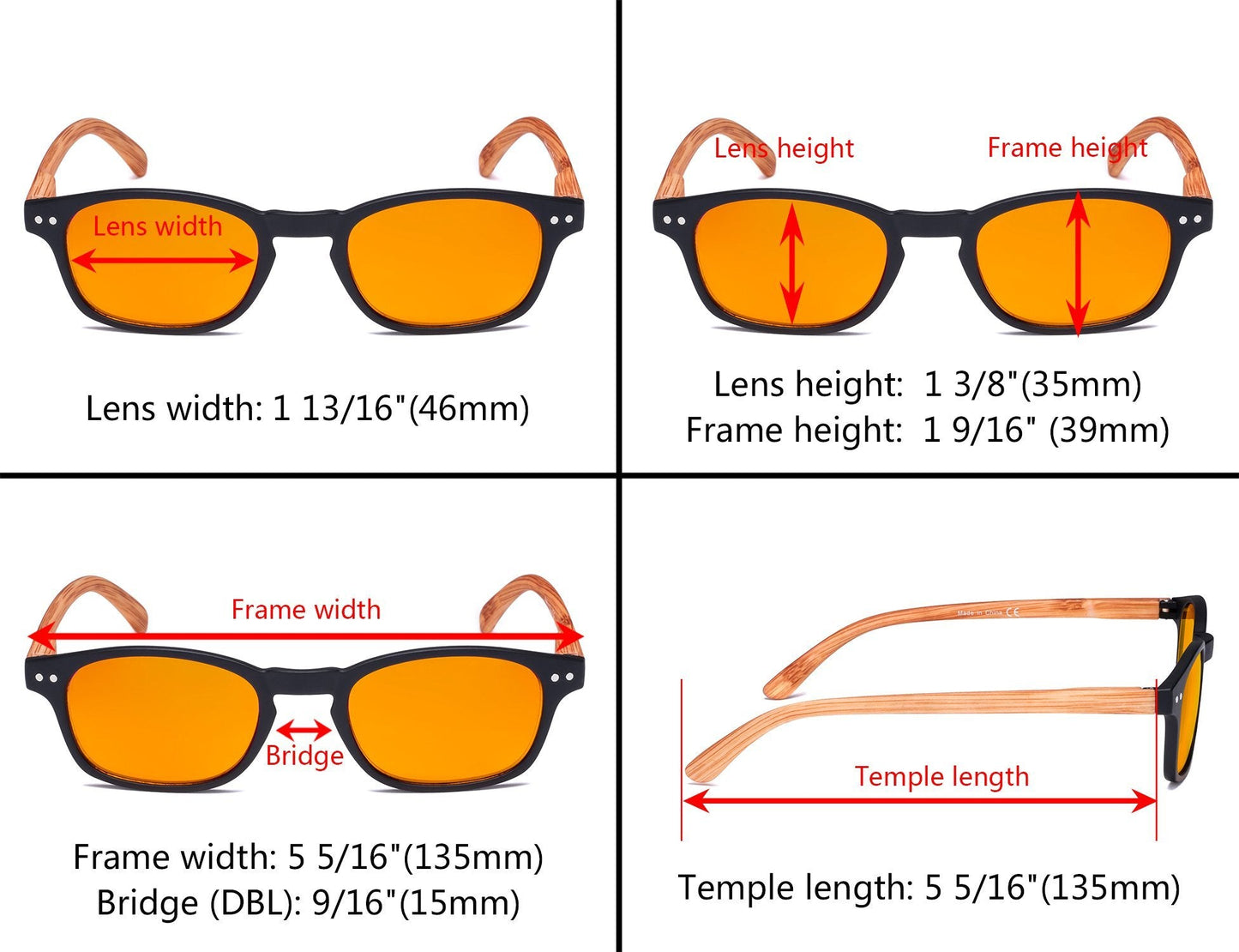 5 Pack Blue Light Blocking Glasses Orange Tinted Lens DS034