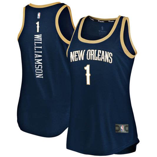 Zion Williamson New Orleans Pelicans Fanatics Branded Women&#8217;s 2019/20 Fast Break Team Tank Jersey &#8211; Icon Edition &#8211; Navy